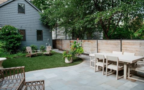 Professional front yard landscaping with organic lawn care